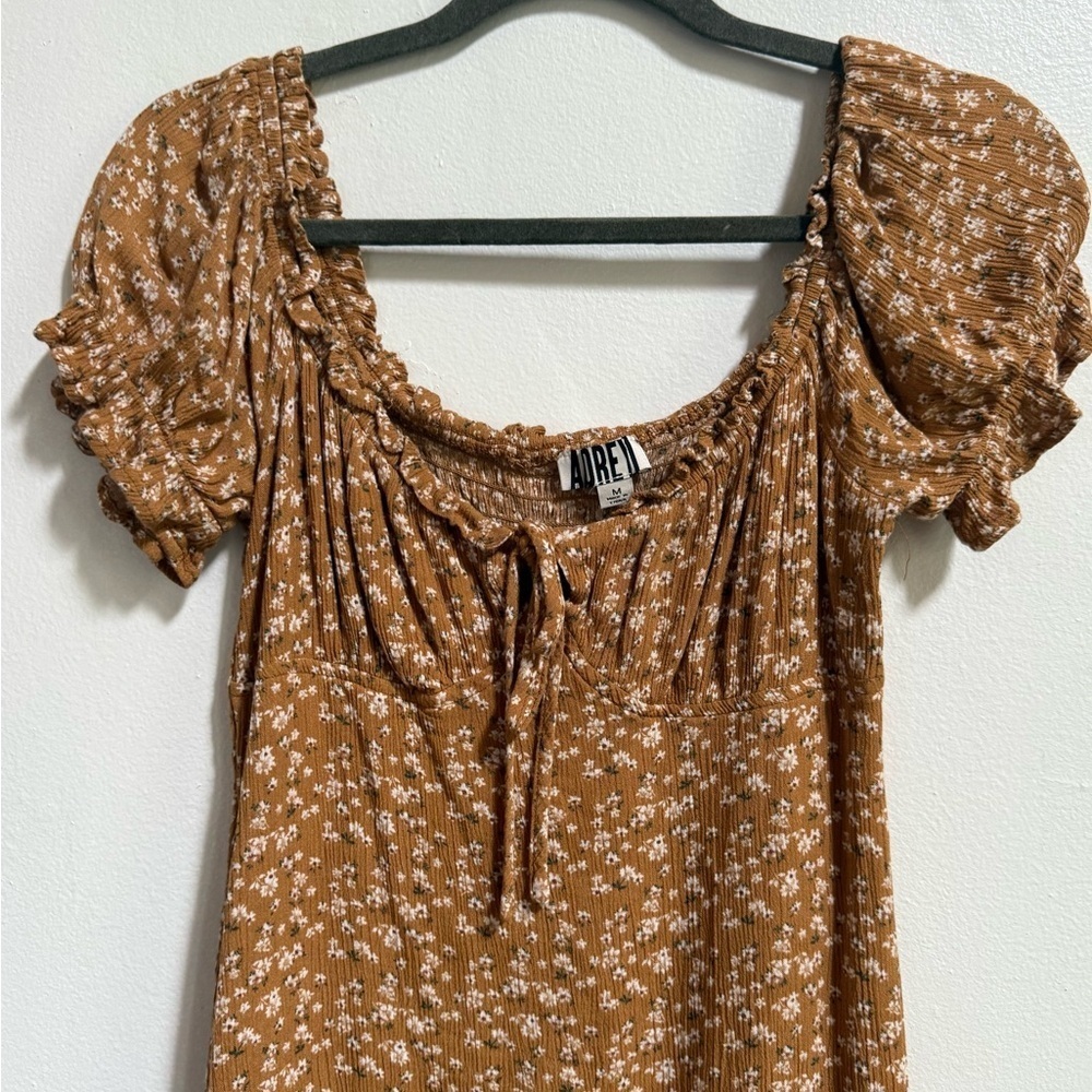 Audrey 3+1 Tan Puff Sleeve Bodycon Mini Dress - Picture 4 of 8